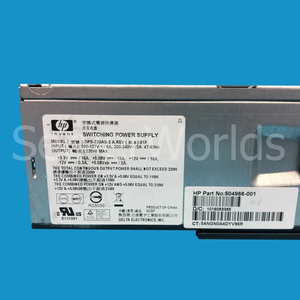 HP 504966-001 Pavilion S5100 Slimline 220W Power Supply - Image 4 of 4