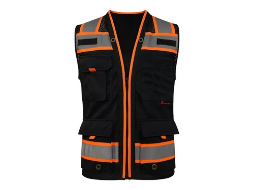 Black  Hi-Vis Safety Vest  With Plan/TABLET Pocket,  All sizes available - product listing photo