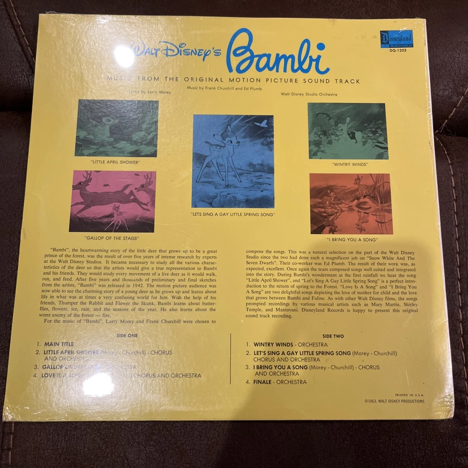 Walt Disney’s Bambi Original Soundtrack 1963 LP Disneyland Record SEALED - Image 2 of 4