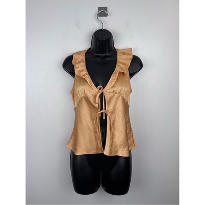 Aritzia Wilfred Tonka Satin Blouse Orange Women Size Small