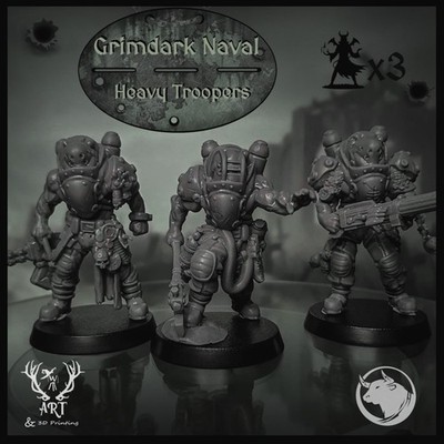 GRIMDARK NAVAL FORCE - HEAVY TROOPERS 3X - TAUROS CREATIVE - WARGAMER RESIN
