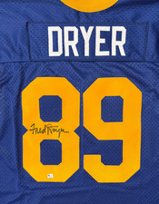 FRED DRYER Signed St. Louis Rams Custom Size 52 Jersey (COA)