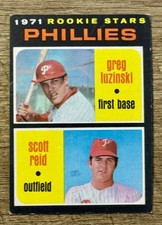 1971 Topps Baseball Card Phillies Rookie Stars #439 Greg Luzinski Scott Reid VG+