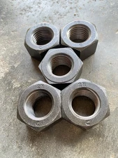 Lot Of 5, ZORO SELECT 1-1/4”-7 Heavy Hex Nuts, Steel, Grade 2H, Black Oxide, NEW