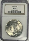 1922 PEACE DOLLAR NGC MS 65