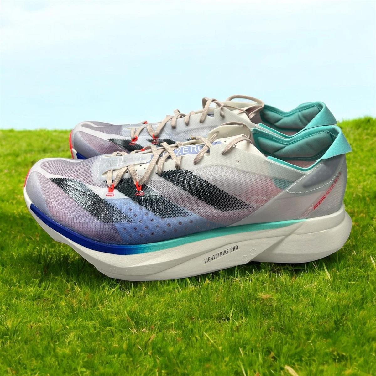 New Adidas Adizero Adios Pro 3 Aurora Ink Flash Aqua Size 14 IE6237 Adidas Adizero Adios Pro 3 WMNS Off White / Aurora Ink  main image 2