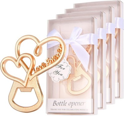 50 Packs Love Forever Bottle Openers for Wedding Favors to Guests,Bridal Gold 