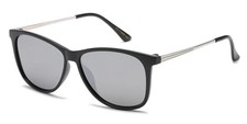 Polarized Stylish Look Gloss Black Frame Classic Sunglasses Silver Mirror Lens