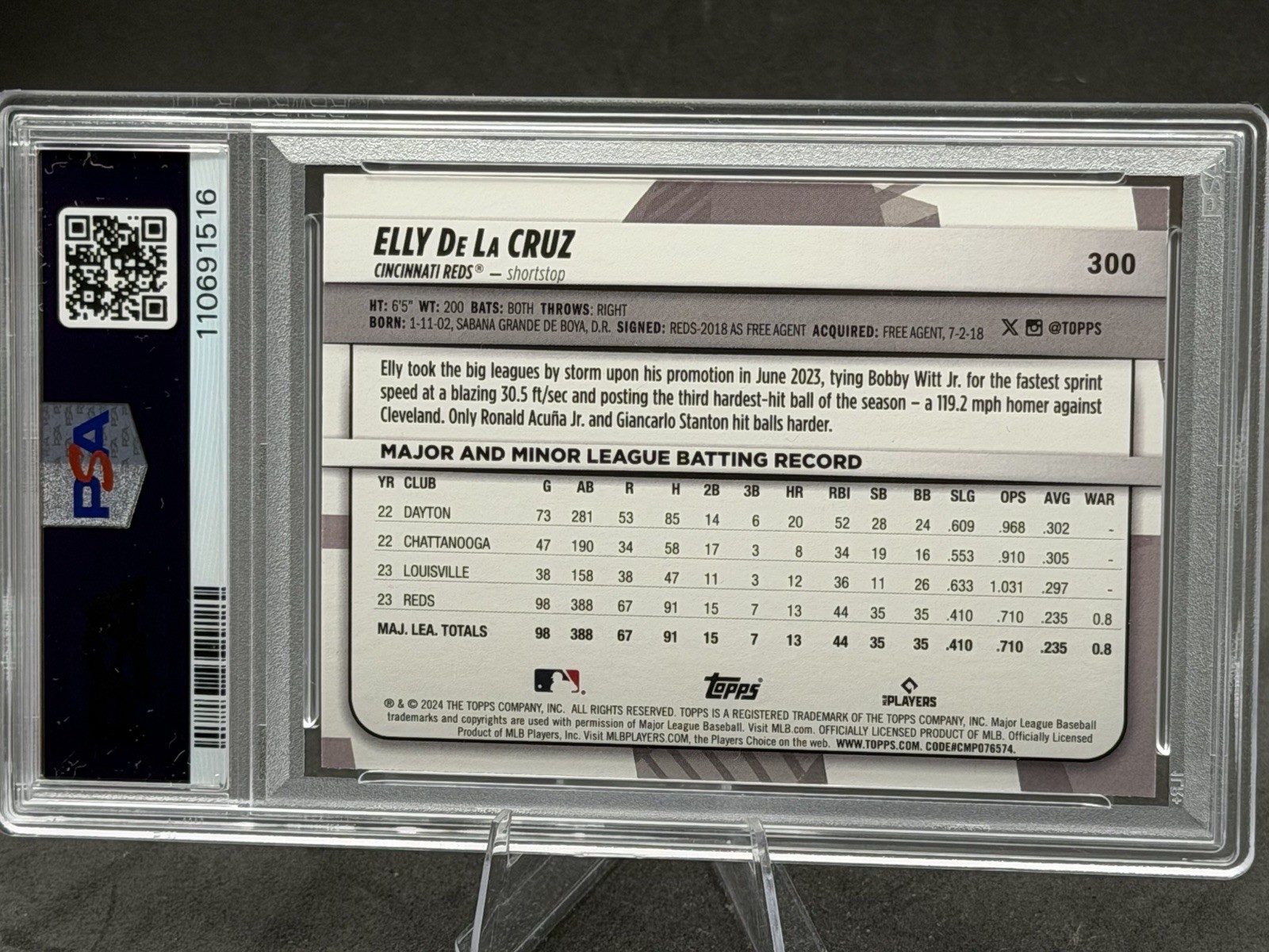 2024 Topps Big League Elly de La Cruz #300 MINT PSA 9 Rookie RC Free Shipping view 2
