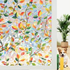 Window Privacy Film Stained Glass Rainbow Window Film with Installation Kits, 3D