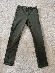 Naked & Famous Denim Slim Chino Green Khaki Pants Mens Sz 28
