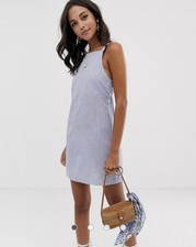 ASOS DESIGN 100% Cotton Mini Cut Out Sundress - Blue White Striped - Buckle Back