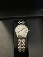 ESQ by Movado Ladies 25mm Watch Silver Tone Blue Hands White Dial 7 1/2”