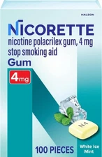 Nicorette Gum 4mg 100ct White Ice Mint Stop Smoking Aid Quit Exp. 05/2027