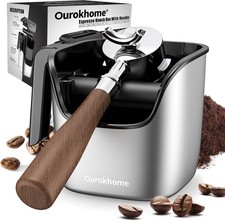 Compact Espresso Knock Box with Lid Removable Knock Bar Non-Slip Base 1.5 Quart