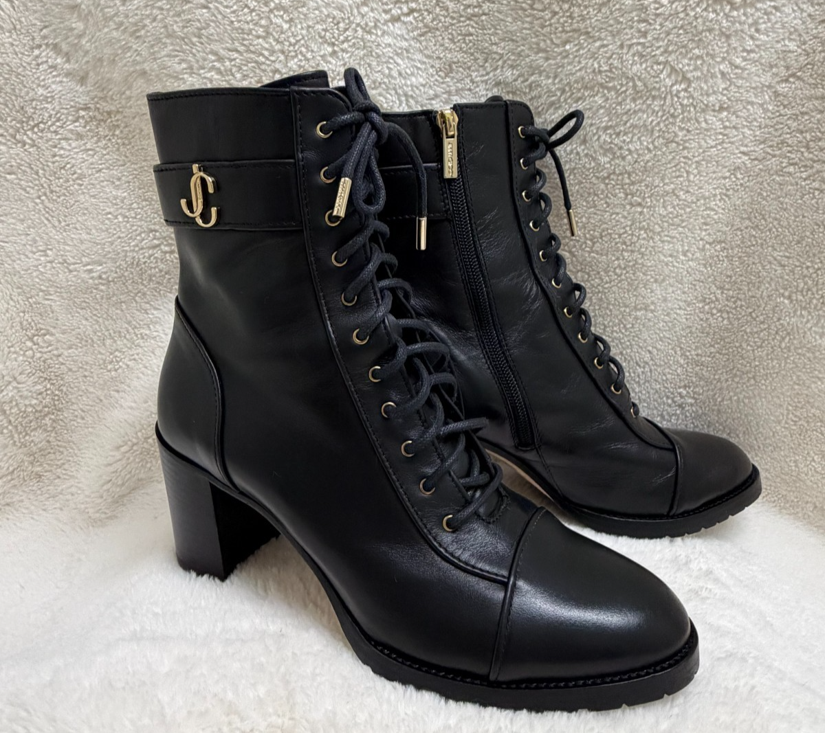 Gorgeous Black Leather Jimmy Choo Cayo Lace Up Boots 2 1/2