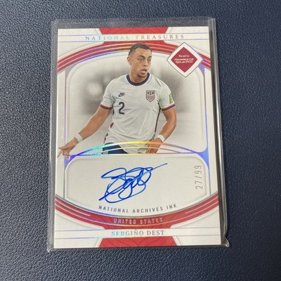 2022 National Treasures World Cup Sergino Dest 27/99 Platinum Autograph card USA