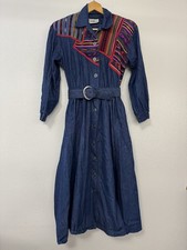 Vintage Stiles Southwest Denim Button-Font Belted ShirtDress