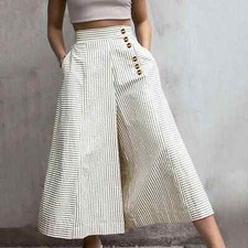 Vintage Checked Pants Women Stylish Wide Leg Pant Elegant High Waist Office