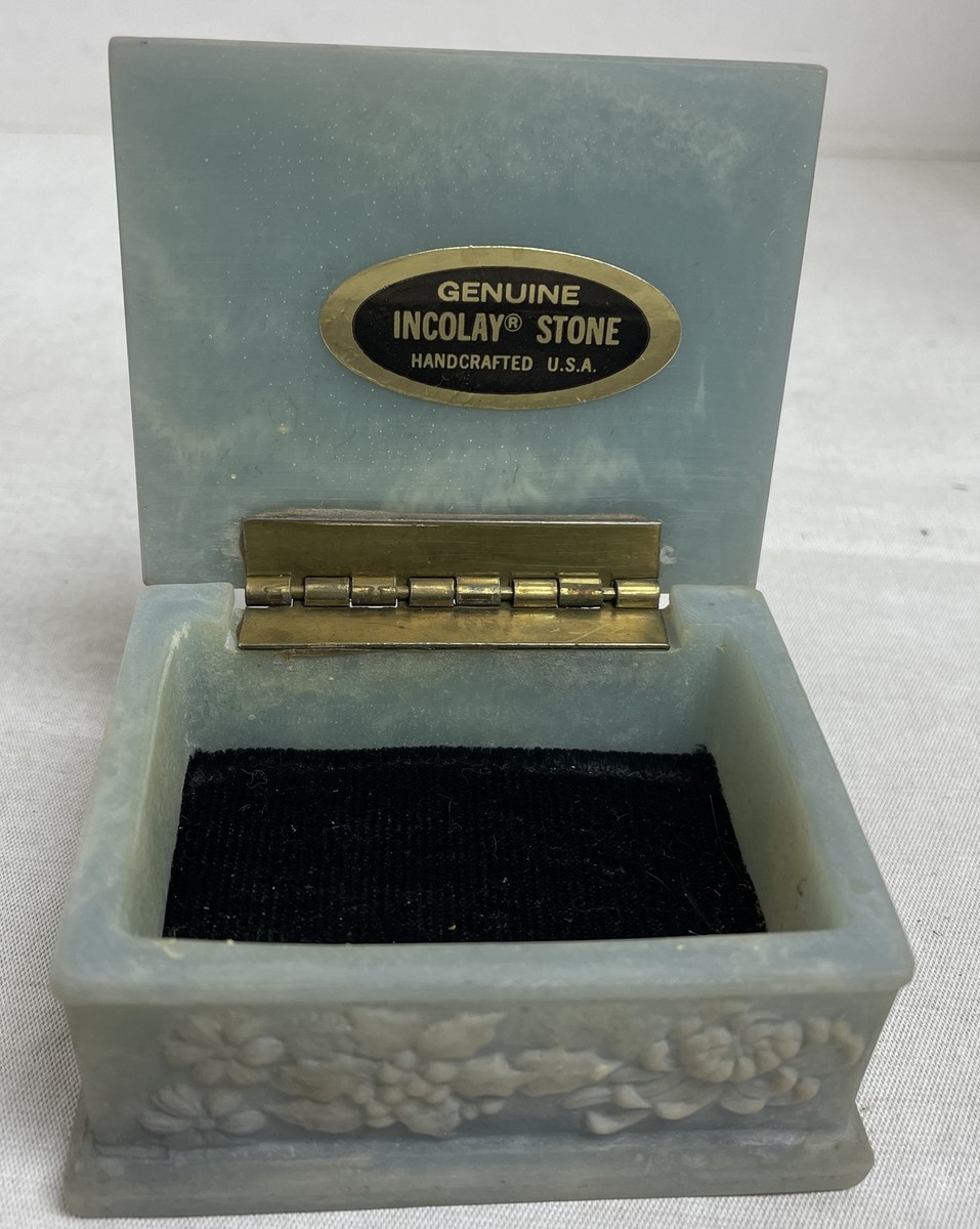 アメリカ製　INCOLAY STONE ジュエリーボックス Vintage Genuine Incolay Stone Jewelry Trinket Box Cherubs