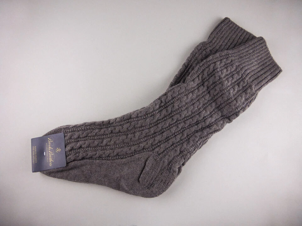 BROOKS BROTHERS Men's Cashmere S Cable Knit Socks - France - NWT $298 New