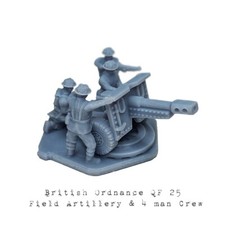 WW2 British Ordnance QF 25 Field Artillery  4 man Crew  20mm Gun, 1/72, 107mm