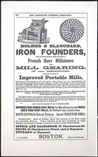 1878 Holmes & Blanchard Iron Founders Millstones Mill Gearings BOSTON Print Ad
