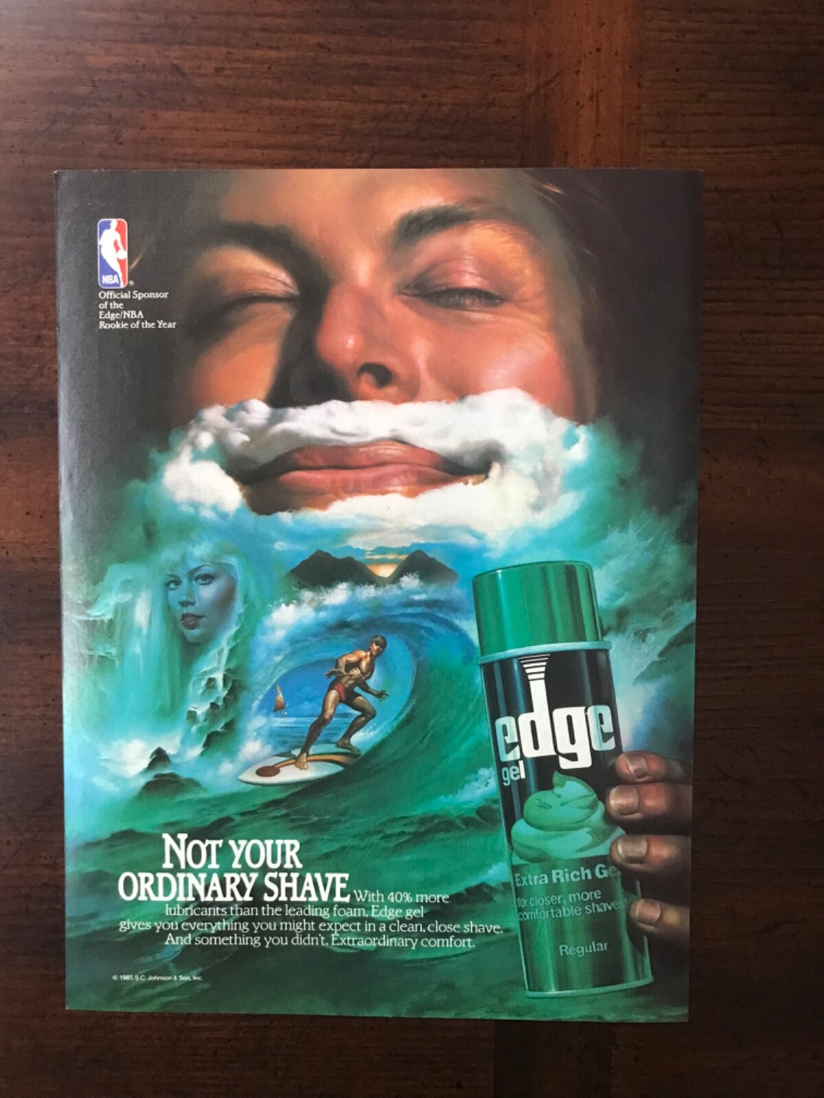 1985 vintage original print ad Edge Gel Rich Shaving Cream