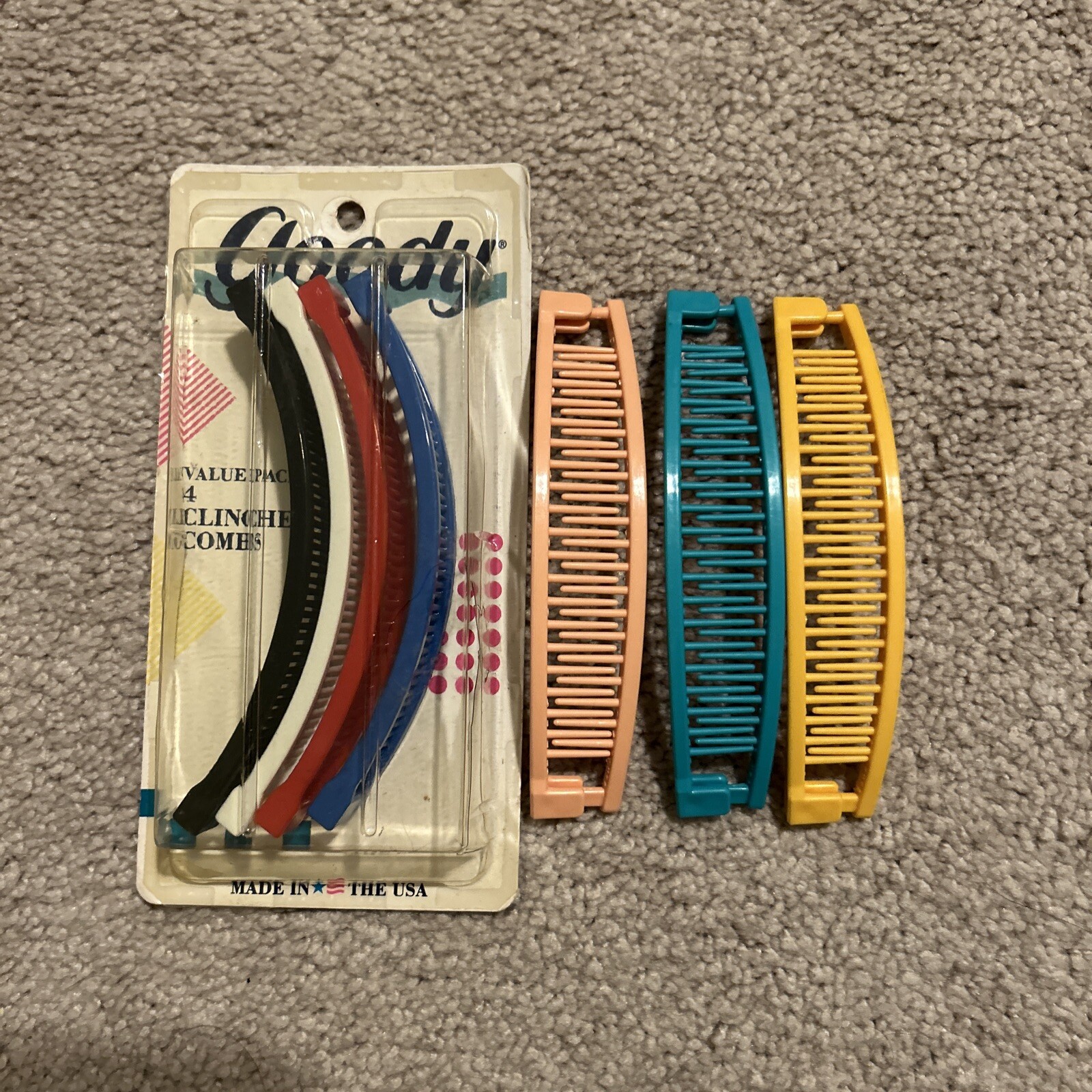 Vintage 1989 Goody Lot of 7 Banana Hair Clips Clinche… Gem