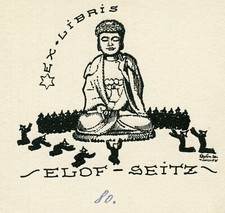 Vintage Original Ex libris Bookplate by Rohn ?  Munchen ? China Theme ?