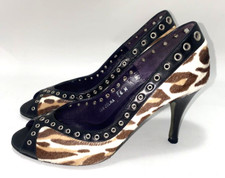 Donald J Pliner ZELMA Animal Print Cowhide Heels Size 6M Brown Black