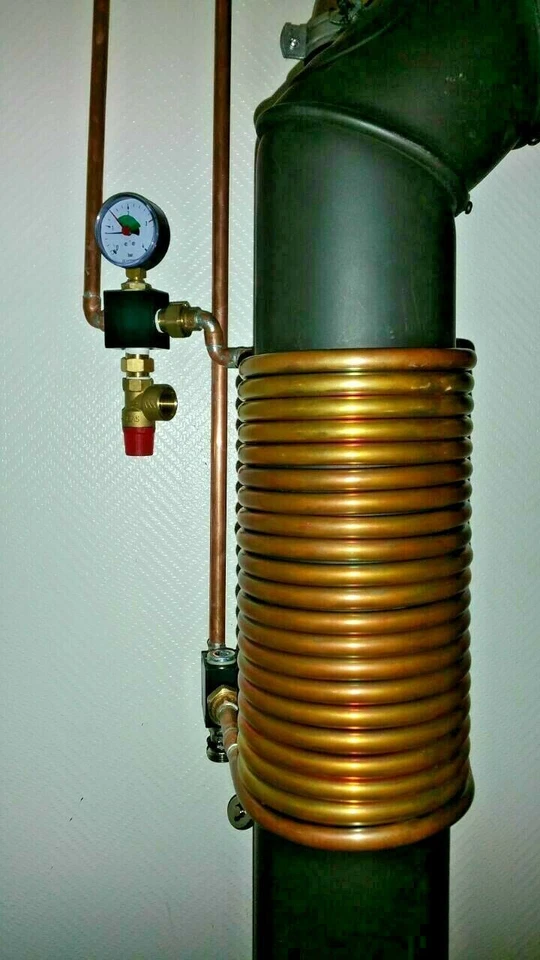 Spirale Kupferrohr 15x1mm 5m-25m Innen-Ø 154mm Ofenrohr DN150 mit 1/2" AG Ansch. - Bild 4 von 4