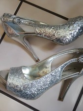 Lava Open Toe High Heel Shoes Women's Size 8. Sliver Glidder