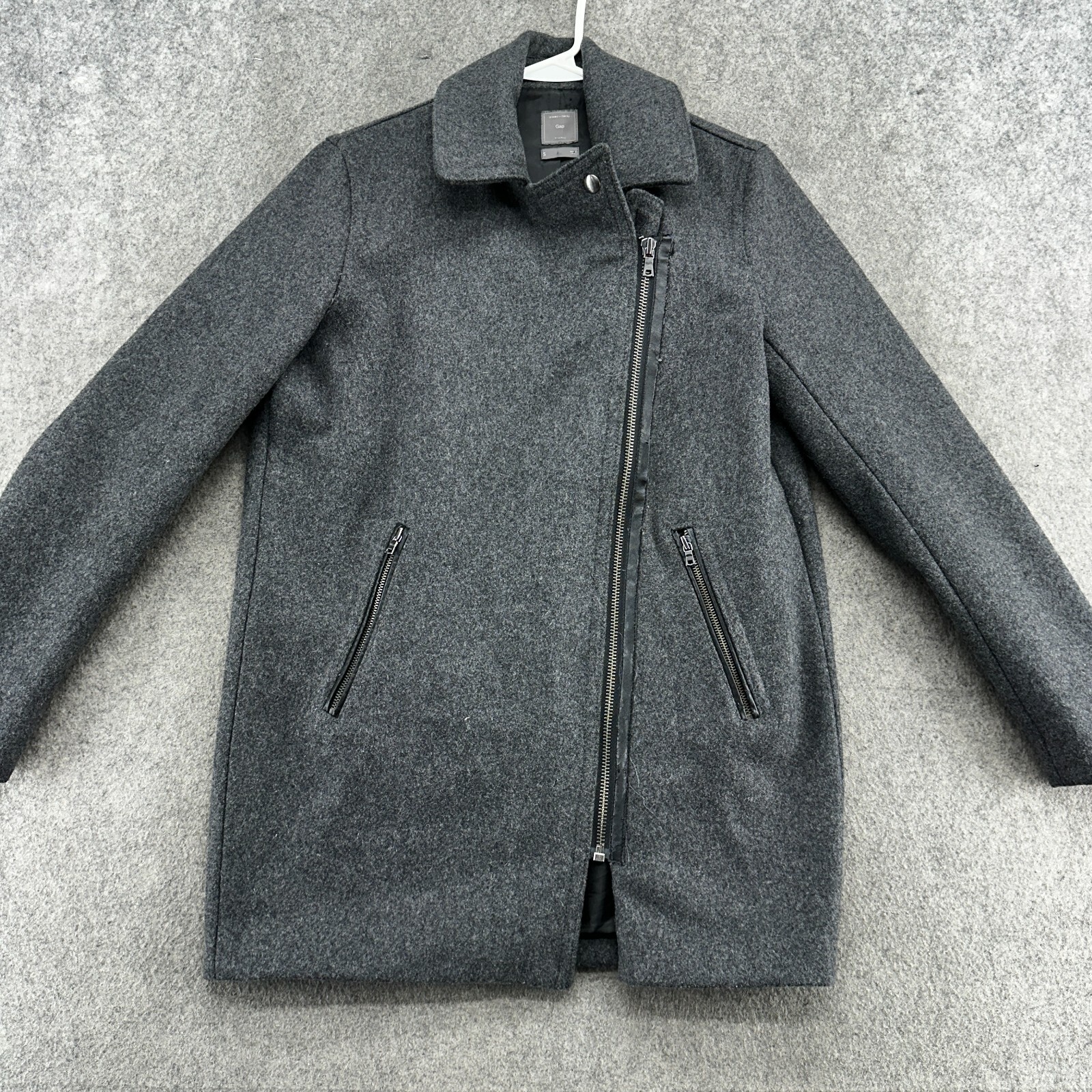 Gap Jacket Womens Small Gray Lined Asymmetrical Z… - image 3