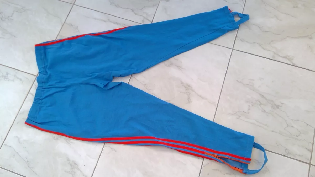 Adidas blue red striped pants sale
