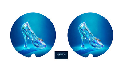 CINDERELLA GLASS SLIPPER BLUE CUSTOM RUBBER CAR COASTERS SET (2)