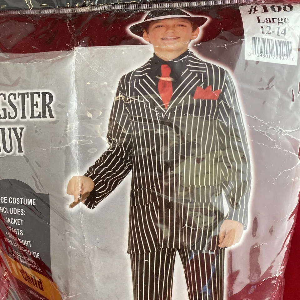 Disfraz de Halloween para niños gángster chico prendedor pantalón a rayas traje niño talla 12/14 @107 Foto 2 de 2