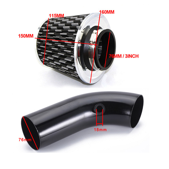 Unbranded Cold Air Intake Filter Induction Kit Pipe Power Flow Hose System Car Accessories