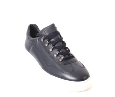 Roberto Serpentini 3008 Blue Leather Lace-Up Sneakers Shoes 44 / US 11