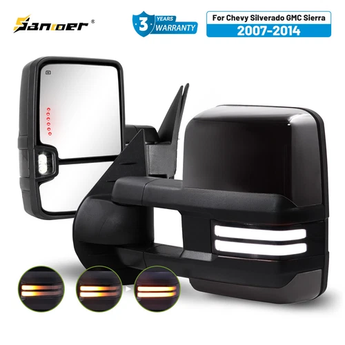 Switchback Tow Mirrors Painted Black 07-14 Silverado Sierra Power Heated Signal