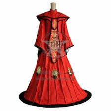 Star Wars Phantom Menace Padme Amidala Cosplay Costume Red Queen Dress Gown
