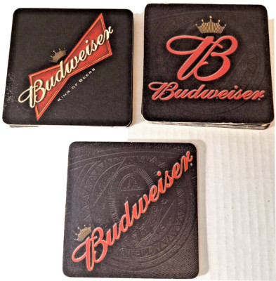 Lot #12 Budweiser B Pack of Square Cardboard Coaster Branded Crown King Of Beers