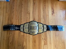TONY KHAN SIGNED AUTOGRAPH AEW HEAVYWEIGHT TITLE BELT METAL PLATE LEATHER BAS