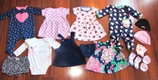 TOUCHED by NATURE  CARTER'S  Lot of 14 0-3M Newborn Baby Girl Clothes Outfits