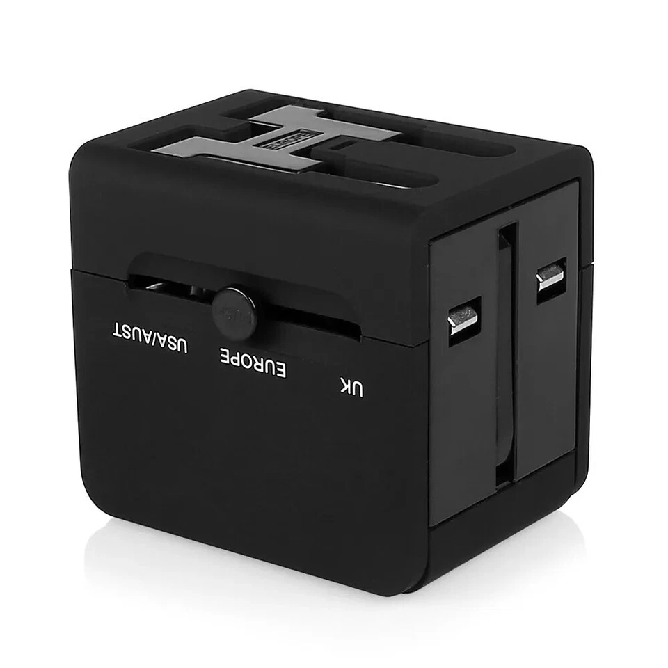 Travel Adapter Worldwide Multi Plug charger UK EU AU US 2USB Ports Universal New - Image 2 of 4