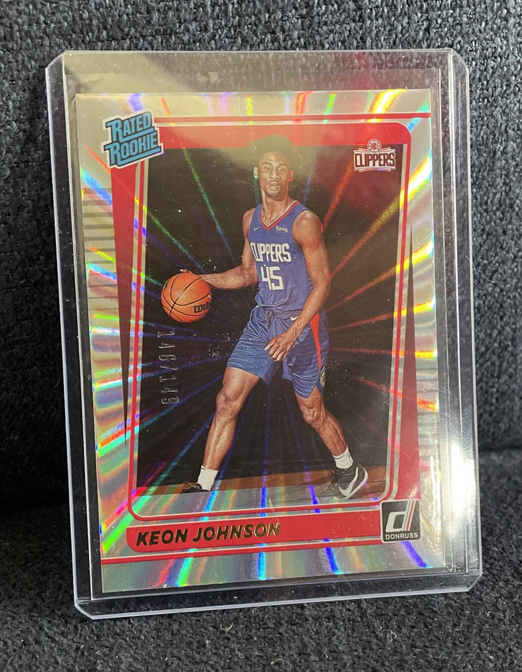 2021-22 PANINI DONRUSS KEON JOHNSON HOLO LASER /149 RATED ROOKIE CLIPPERS #242