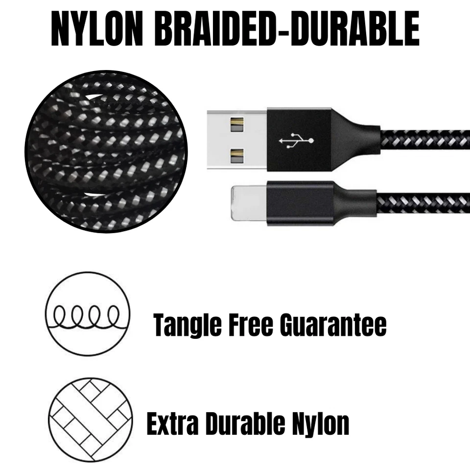 3 Pack USB Cable 6Ft For iPhone 14 13 12 11 8 XR iPad Fast Charger Charging Cord - Image 2 of 4