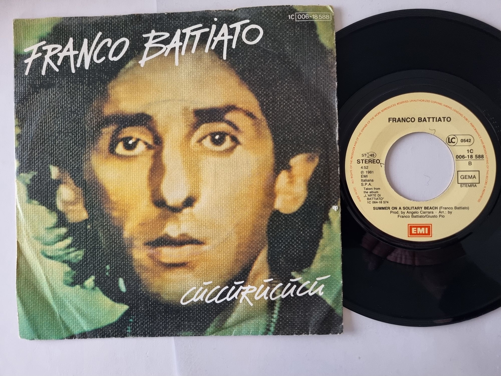 Franco Battiato - Cuccurucucu/ Summer on a solitary beach 7'' Vinyl/ OV zu Alice