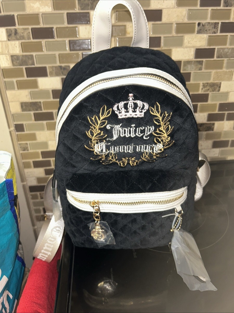 Juicy Couture Liquorice Crystal Royal Moment Medium Backpack New With Tags Juicy Couture Velour Royal Moment Medium Backpack Liquorice  main image 3