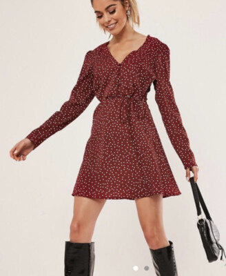 strapless open back dress VINTAGE DUPIONI SILK RED LONG SLEEVE RUCHED FRONT DRESS main image 1